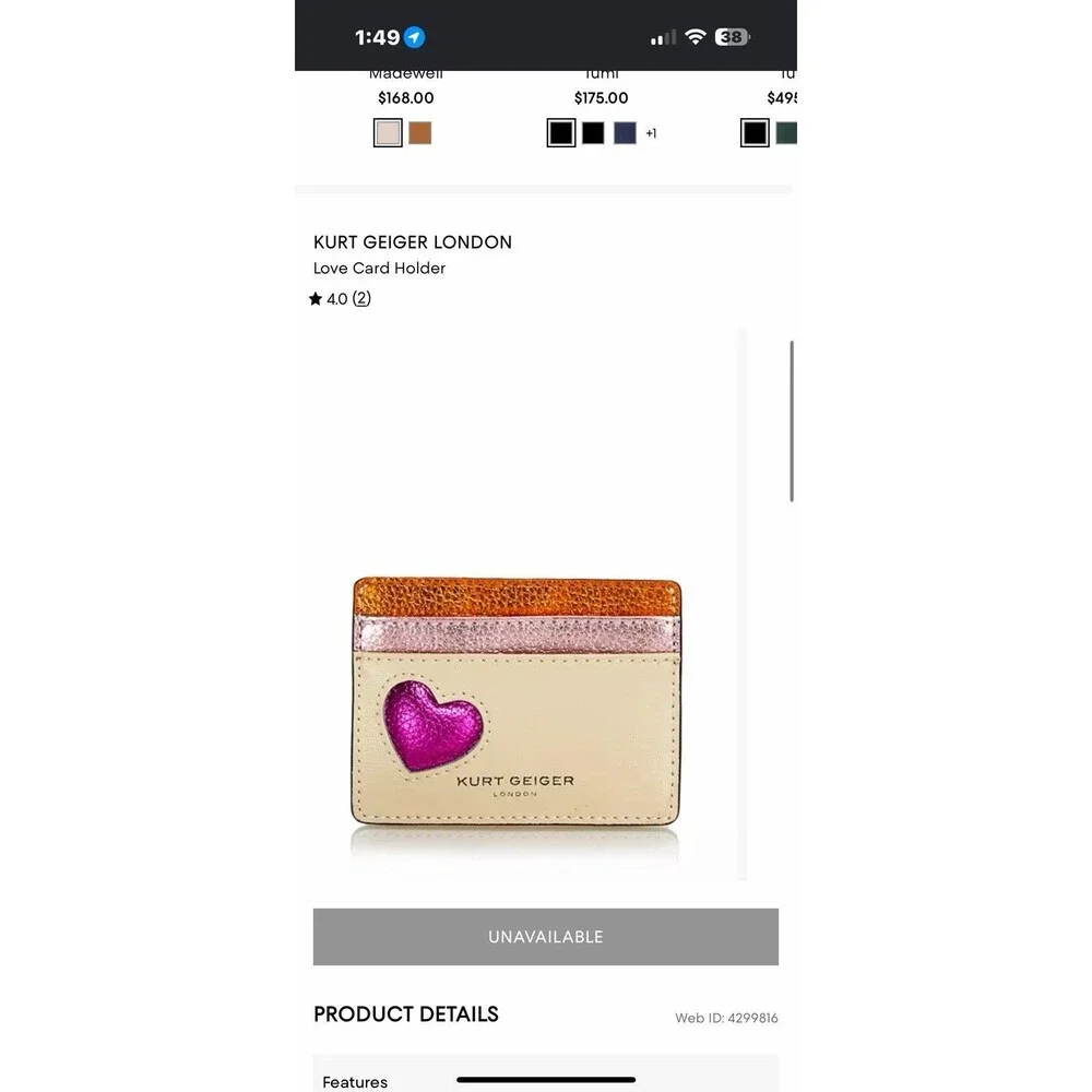 Kurt Geiger London Love Card Wallet Black Purple Pink HTF Out Of Stock